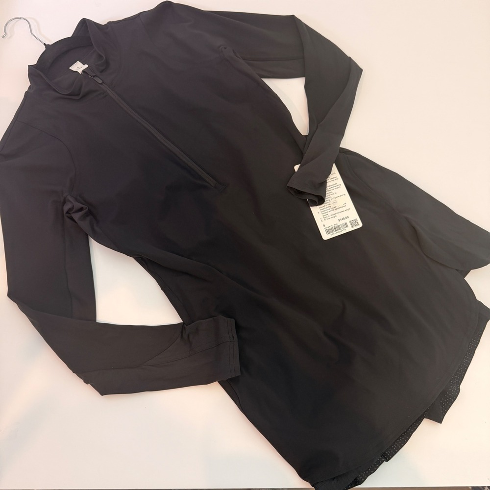 Lululemon Nulux Long Sleeve Tennis Dress Black LW1ERYS Size 8 NWT